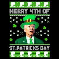 Merry 4th Of St Patricks Day Joe Biden Leprechaun Hat Clover Drawstring Bag