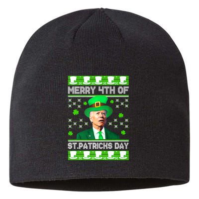 Merry 4th Of St Patricks Day Joe Biden Leprechaun Hat Clover Sustainable Beanie