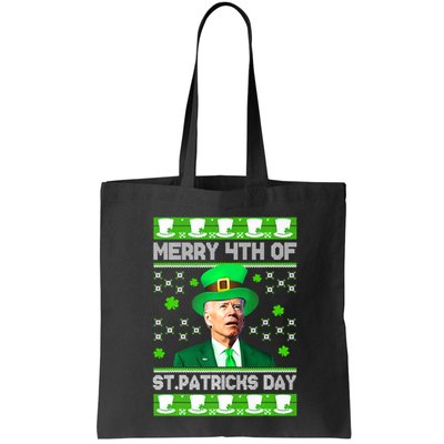 Merry 4th Of St Patricks Day Joe Biden Leprechaun Hat Clover Bag