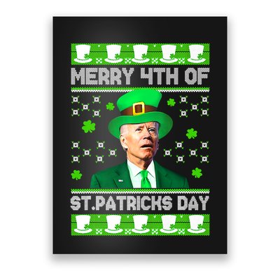 Merry 4th Of St Patricks Day Joe Biden Leprechaun Hat Clover Poster