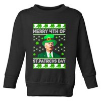 Merry 4th Of St Patricks Day Joe Biden Leprechaun Hat Clover Toddler Sweatshirt