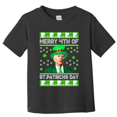 Merry 4th Of St Patricks Day Joe Biden Leprechaun Hat Clover Toddler T-Shirt