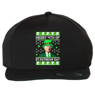 Merry 4th Of St Patricks Day Joe Biden Leprechaun Hat Clover Wool Snapback Cap