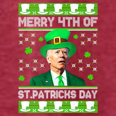 Merry 4th Of St Patricks Day Joe Biden Leprechaun Hat Clover T-Shirt