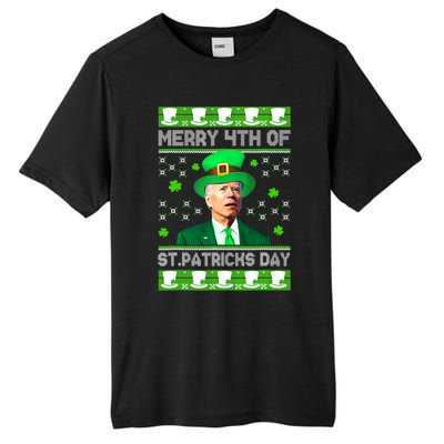 Merry 4th Of St Patricks Day Joe Biden Leprechaun Hat Clover Tall Fusion ChromaSoft Performance T-Shirt