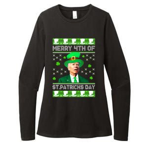 Merry 4th Of St Patricks Day Joe Biden Leprechaun Hat Clover Womens CVC Long Sleeve Shirt