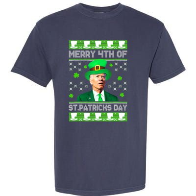 Merry 4th Of St Patricks Day Joe Biden Leprechaun Hat Clover Garment-Dyed Heavyweight T-Shirt