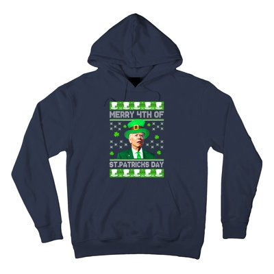 Merry 4th Of St Patricks Day Joe Biden Leprechaun Hat Clover Hoodie