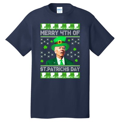 Merry 4th Of St Patricks Day Joe Biden Leprechaun Hat Clover Tall T-Shirt