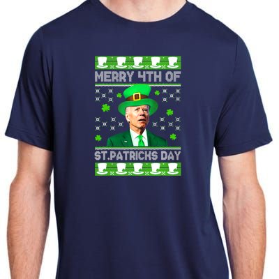 Merry 4th Of St Patricks Day Joe Biden Leprechaun Hat Clover Adult ChromaSoft Performance T-Shirt