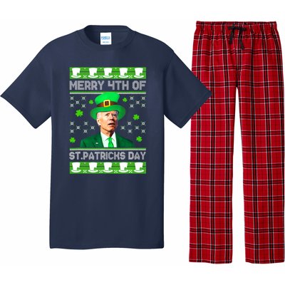 Merry 4th Of St Patricks Day Joe Biden Leprechaun Hat Clover Pajama Set