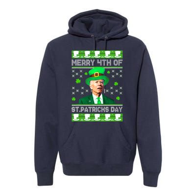 Merry 4th Of St Patricks Day Joe Biden Leprechaun Hat Clover Premium Hoodie