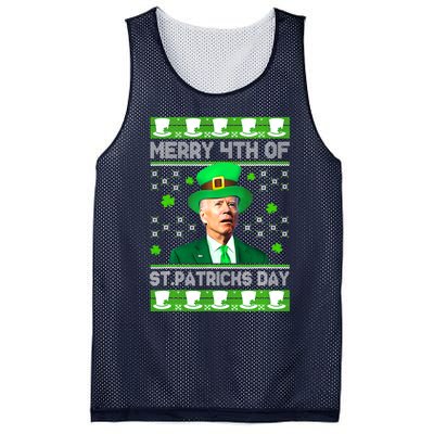 Merry 4th Of St Patricks Day Joe Biden Leprechaun Hat Clover Mesh Reversible Basketball Jersey Tank