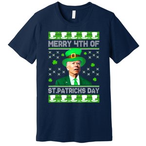 Merry 4th Of St Patricks Day Joe Biden Leprechaun Hat Clover Premium T-Shirt