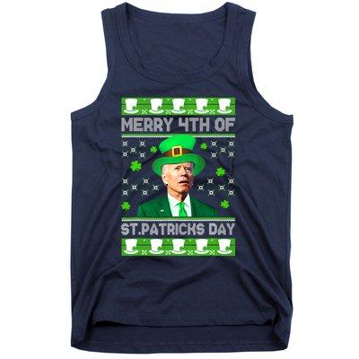 Merry 4th Of St Patricks Day Joe Biden Leprechaun Hat Clover Tank Top