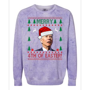 Merry 4th Of Easter Funny Joe Biden Ugly Christmas Colorblast Crewneck Sweatshirt