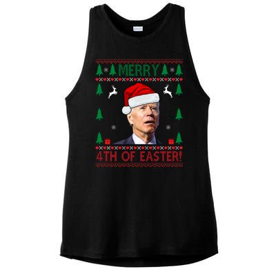 Merry 4th Of Easter Funny Joe Biden Ugly Christmas Ladies PosiCharge Tri-Blend Wicking Tank