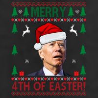 Merry 4th Of Easter Funny Joe Biden Ugly Christmas 7 Panel Mesh Trucker Snapback Hat