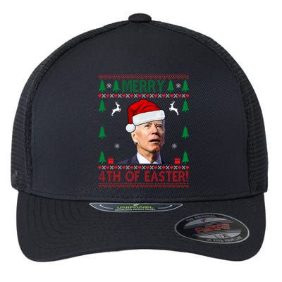 Merry 4th Of Easter Funny Joe Biden Ugly Christmas Flexfit Unipanel Trucker Cap