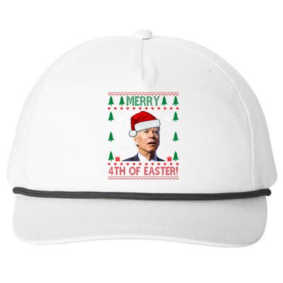 Merry 4th Of Easter Funny Joe Biden Ugly Christmas Snapback Five-Panel Rope Hat