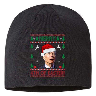 Merry 4th Of Easter Funny Joe Biden Ugly Christmas Sustainable Beanie