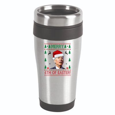 Merry 4th Of Easter Funny Joe Biden Ugly Christmas 16oz Travel Tumbler