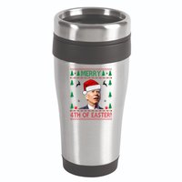 Merry 4th Of Easter Funny Joe Biden Ugly Christmas 16oz Travel Tumbler
