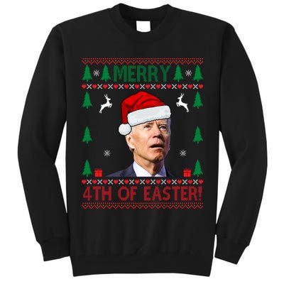 Merry 4th Of Easter Funny Joe Biden Ugly Christmas Tall Sweatshirt