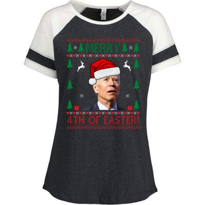 Merry 4th Of Easter Funny Joe Biden Ugly Christmas Enza Ladies Jersey Colorblock Tee