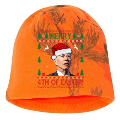 Merry 4th Of Easter Funny Joe Biden Ugly Christmas Kati - Camo Knit Beanie