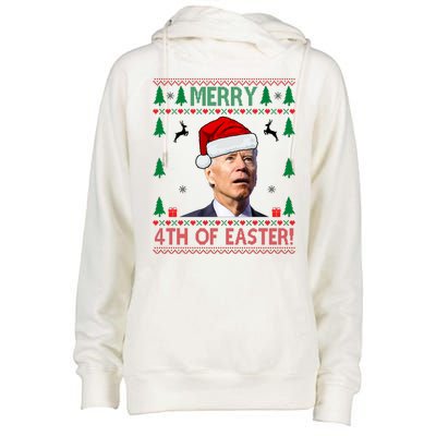 Merry 4th Of Easter Funny Joe Biden Ugly Christmas Womens Funnel Neck Pullover Hood