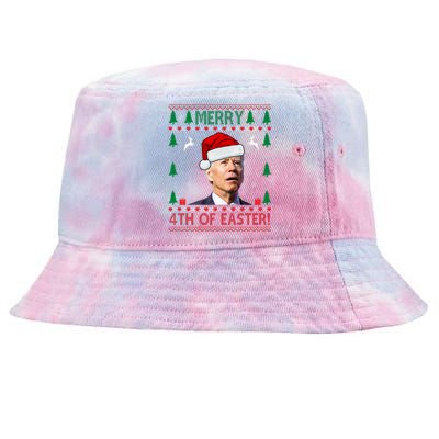 Merry 4th Of Easter Funny Joe Biden Ugly Christmas Tie-Dyed Bucket Hat