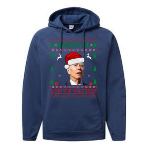 Merry 4th Of Easter Funny Joe Biden Ugly Christmas Performance Fleece Hoodie