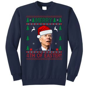 Merry 4th Of Easter Funny Joe Biden Ugly Christmas Tall Sweatshirt