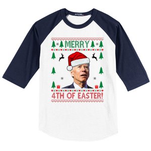 Merry 4th Of Easter Funny Joe Biden Ugly Christmas Baseball Sleeve Shirt