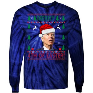 Merry 4th Of Easter Funny Joe Biden Ugly Christmas Tie-Dye Long Sleeve Shirt