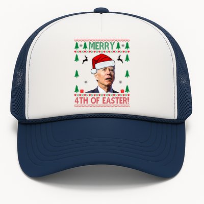 Merry 4th Of Easter Funny Joe Biden Ugly Christmas Trucker Hat