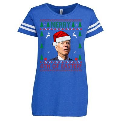 Merry 4th Of Easter Funny Joe Biden Ugly Christmas Enza Ladies Jersey Football T-Shirt