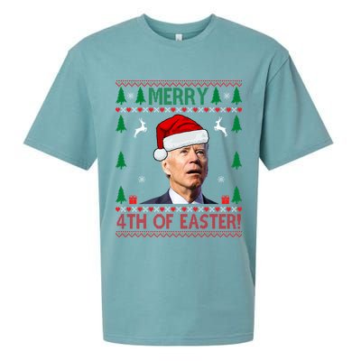 Merry 4th Of Easter Funny Joe Biden Ugly Christmas Sueded Cloud Jersey T-Shirt
