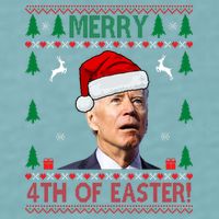 Merry 4th Of Easter Funny Joe Biden Ugly Christmas Sueded Cloud Jersey T-Shirt
