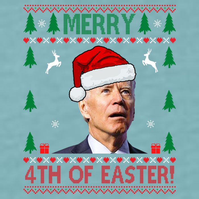 Merry 4th Of Easter Funny Joe Biden Ugly Christmas Sueded Cloud Jersey T-Shirt