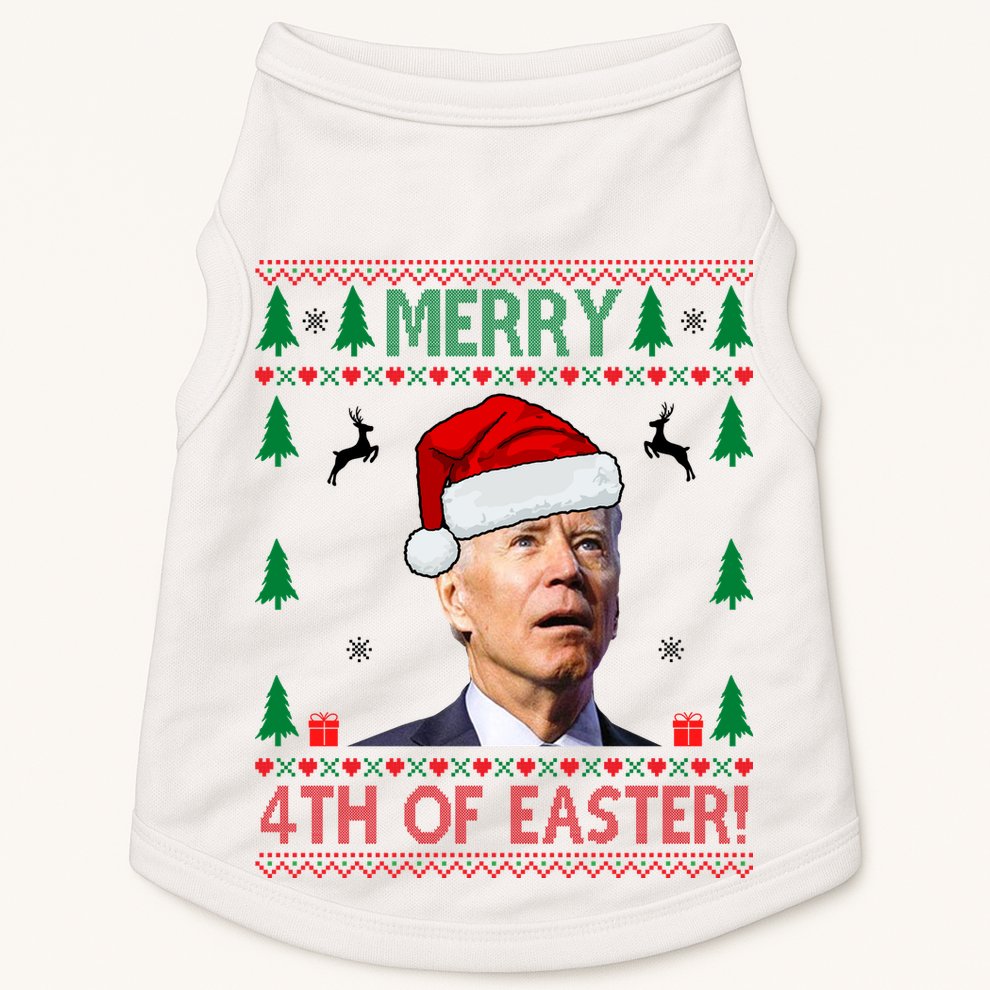 Merry 4th Of Easter Funny Joe Biden Ugly Christmas Doggie Tank