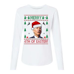 Merry 4th Of Easter Funny Joe Biden Ugly Christmas Womens Cotton Relaxed Long Sleeve T-Shirt