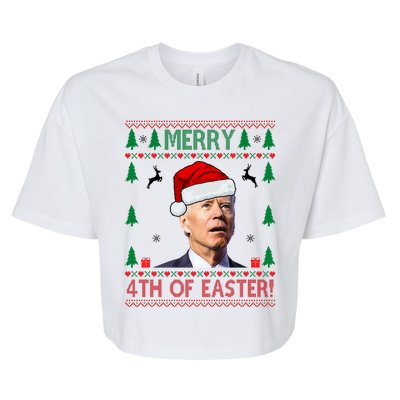 Merry 4th Of Easter Funny Joe Biden Ugly Christmas Bella+Canvas Jersey Crop Tee