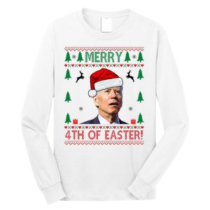 Merry 4th Of Easter Funny Joe Biden Ugly Christmas Long Sleeve Shirt