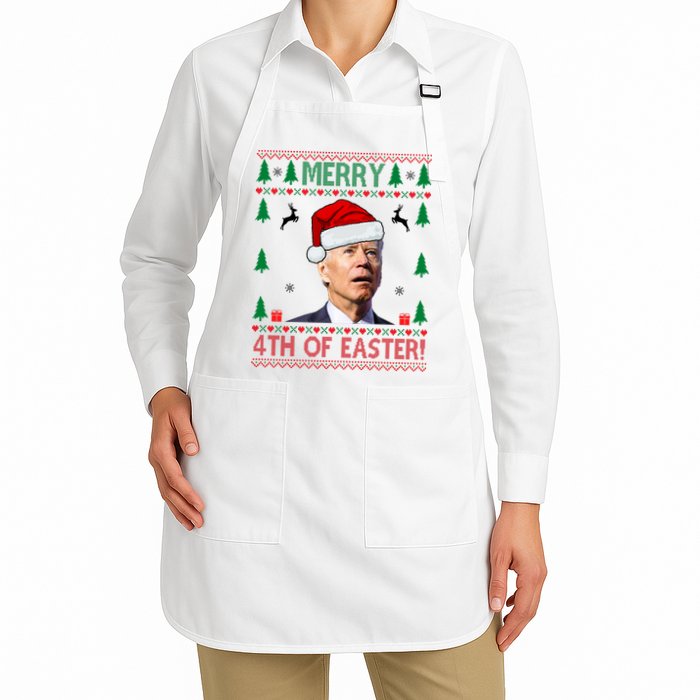 Merry 4th Of Easter Funny Joe Biden Ugly Christmas Apron