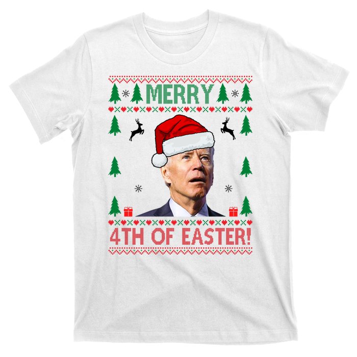 Merry 4th Of Easter Funny Joe Biden Ugly Christmas T-Shirt