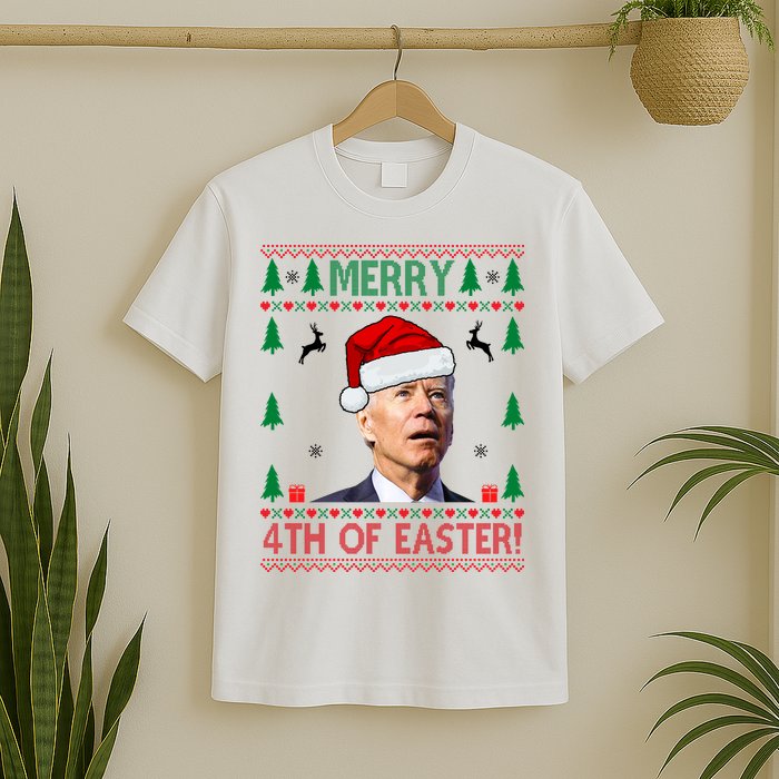 Merry 4th Of Easter Funny Joe Biden Ugly Christmas T-Shirt