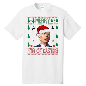 Merry 4th Of Easter Funny Joe Biden Ugly Christmas Tall T-Shirt