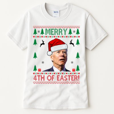 Merry 4th Of Easter Funny Joe Biden Ugly Christmas Tall T-Shirt